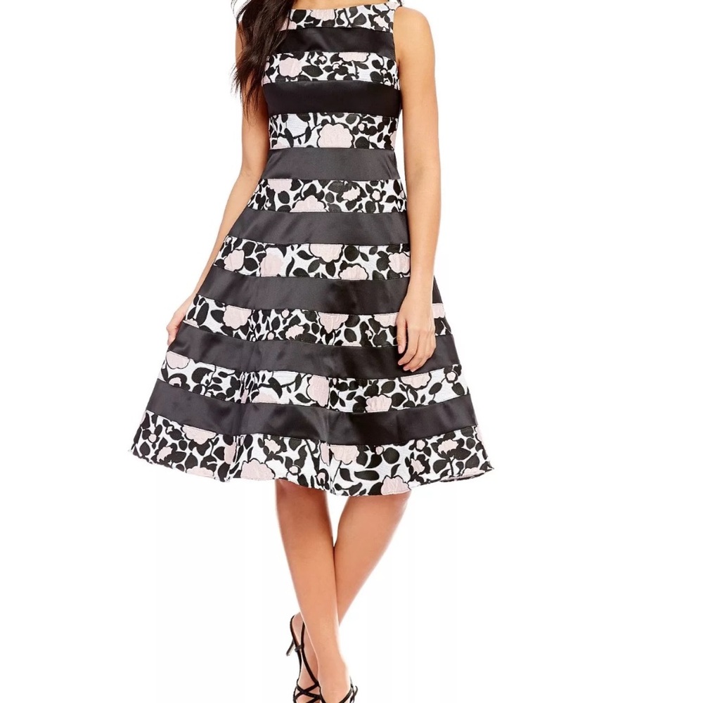 Adrianna Papell Mikado Fit & Flare Midi Dress size 12 EUC